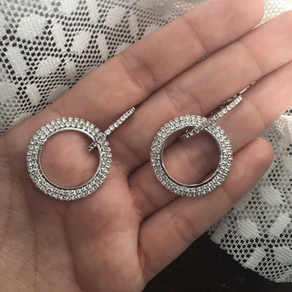 SOLD OUT Crystal Rhinestone Hoop Earrings - Picture 5 of 8